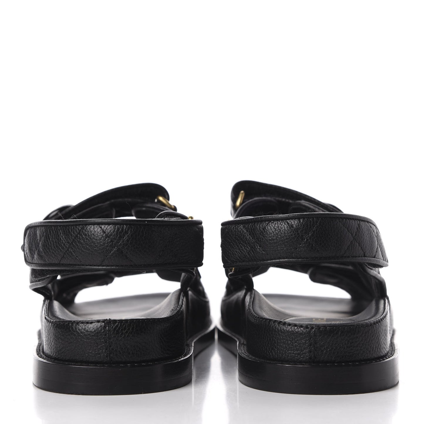 Grained Calfskin Velcro Dad Sandals 37.5 Black