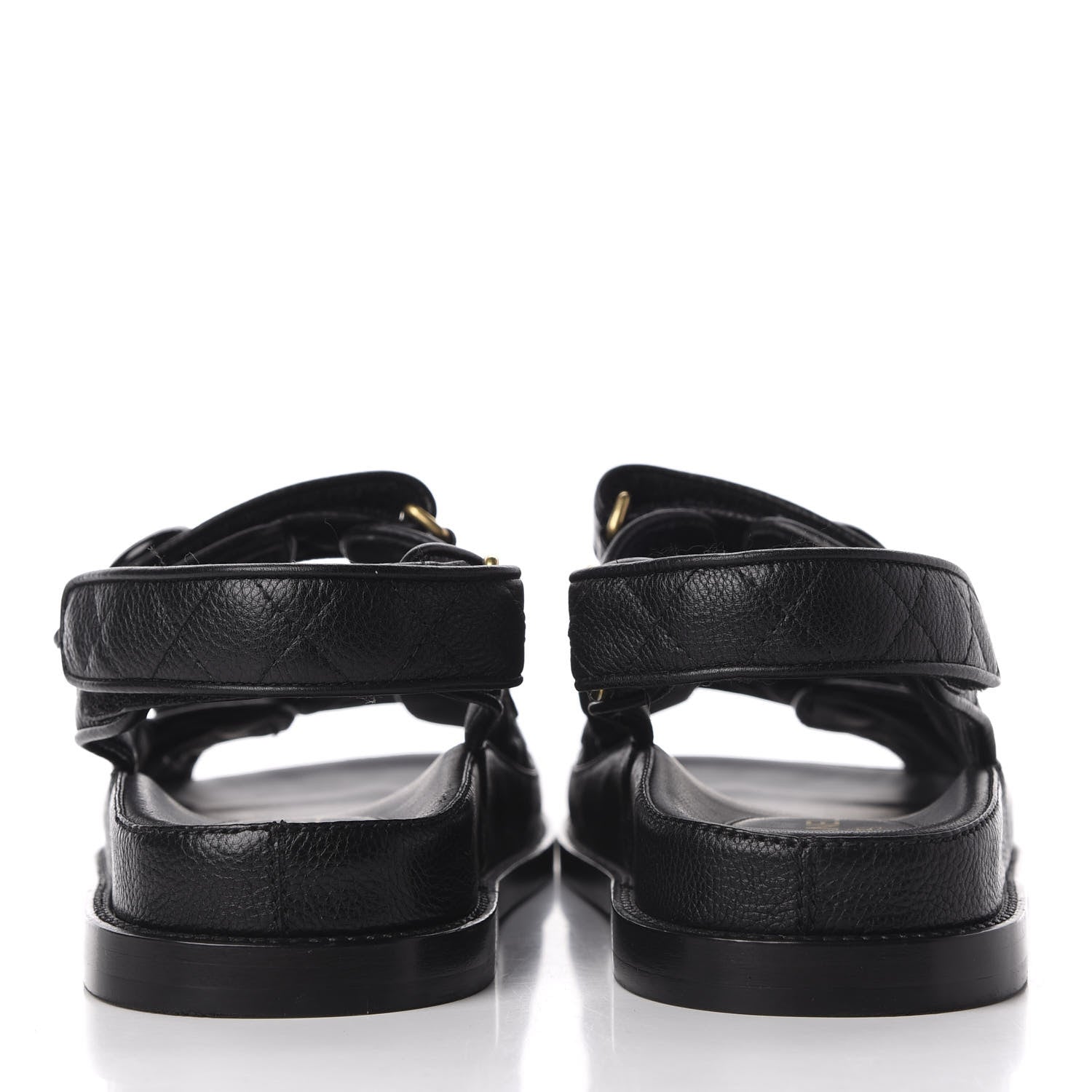 Chanel Grained Calfskin Velcro Dad Sandals 37.5 Black 7 of 11