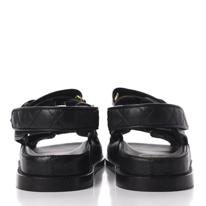 Chanel Grained Calfskin Velcro Dad Sandals 37.5 Black 7 of 11