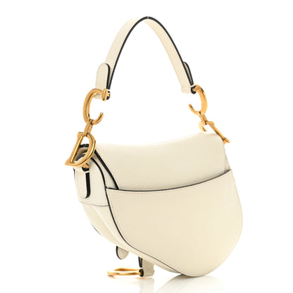 Christian Dior Grained Calfskin Mini Saddle Bag White 3 of 10