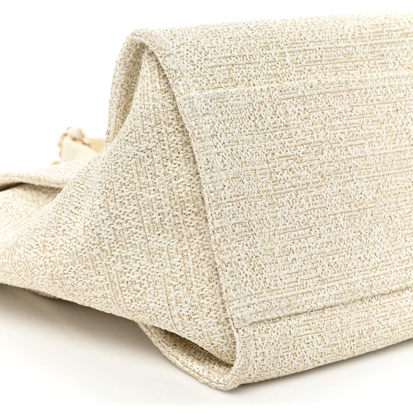 Lurex Boucle Medium Deauville Tote White