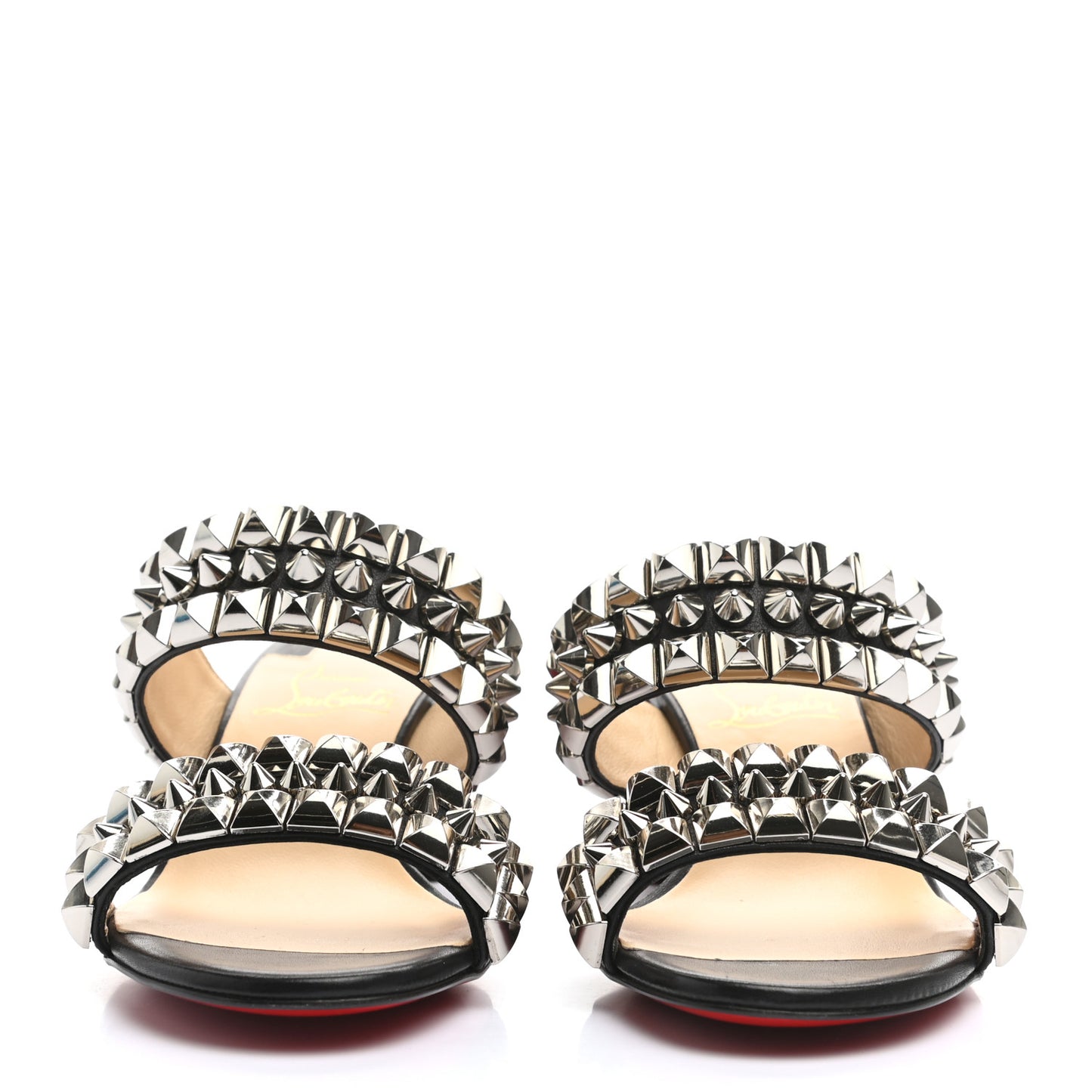 Calfskin Studded Tina Goes Mad 55 Slide Sandals 35.5 Black