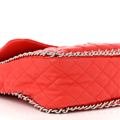 Chanel Washed Lambskin Quilted Maxi Chain Around Flap Red 9 of 10