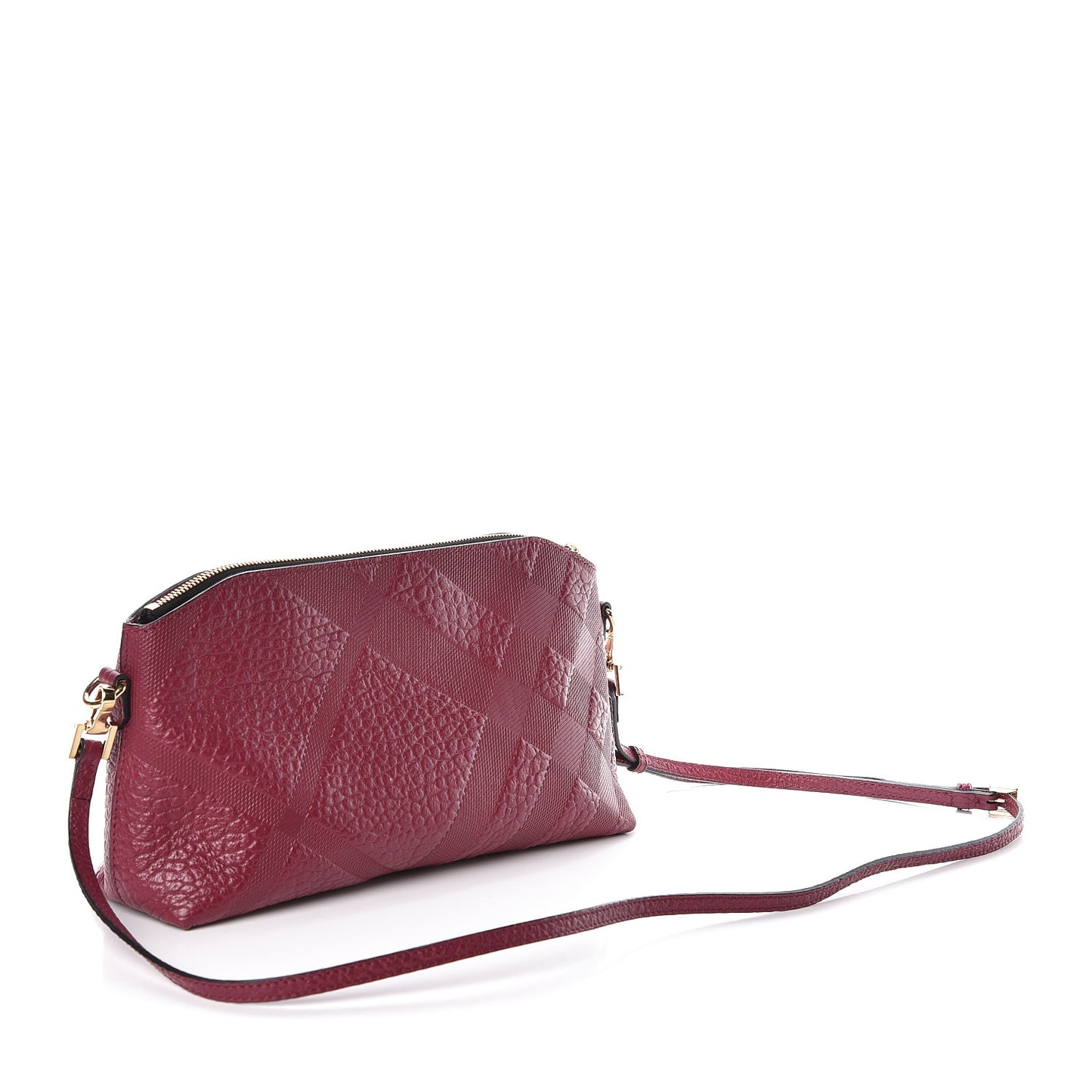 Signature Grain Calfskin Check Embossed Small Chichester Crossbody Clutch Bag Dark Plum