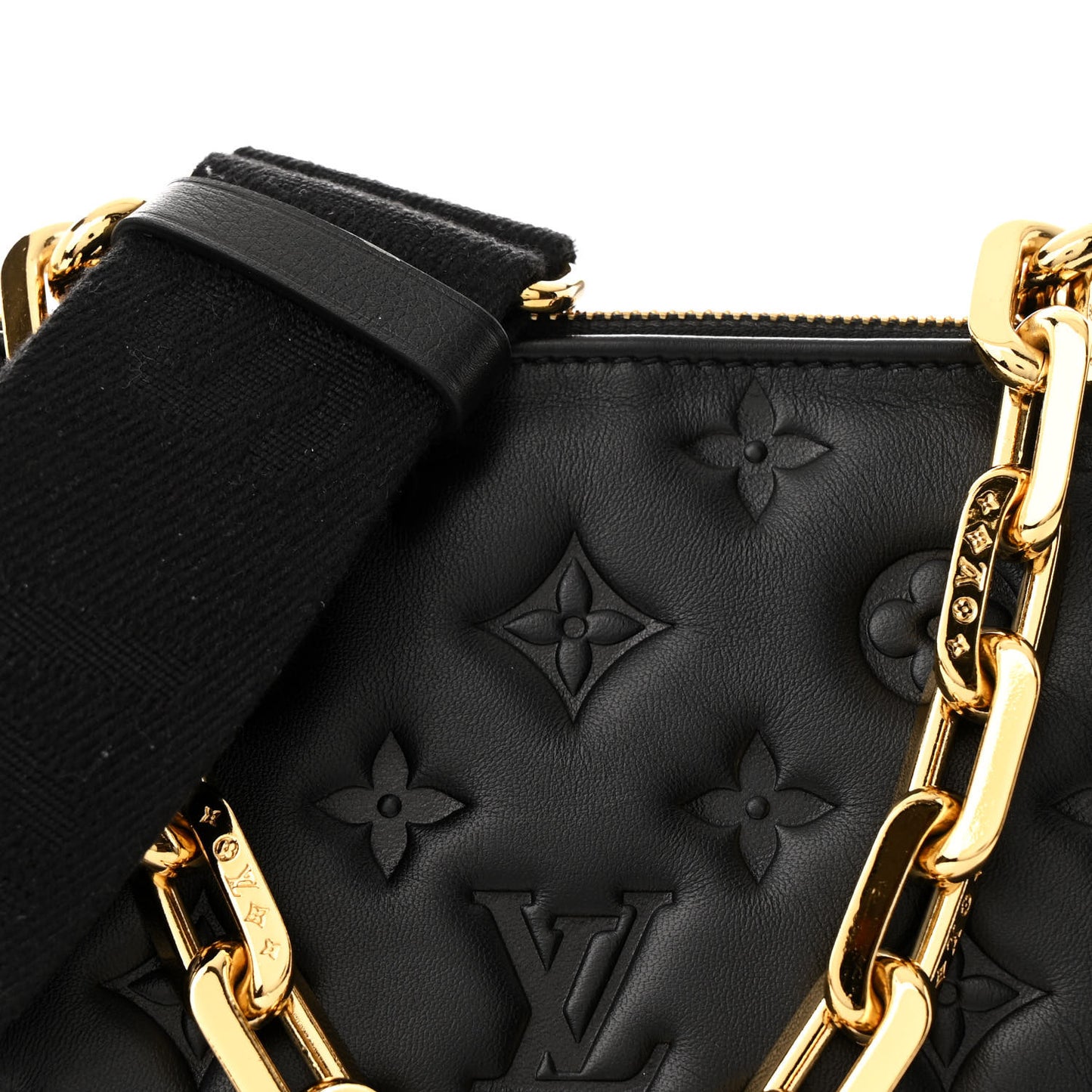 Lambskin Embossed Monogram Coussin PM Black
