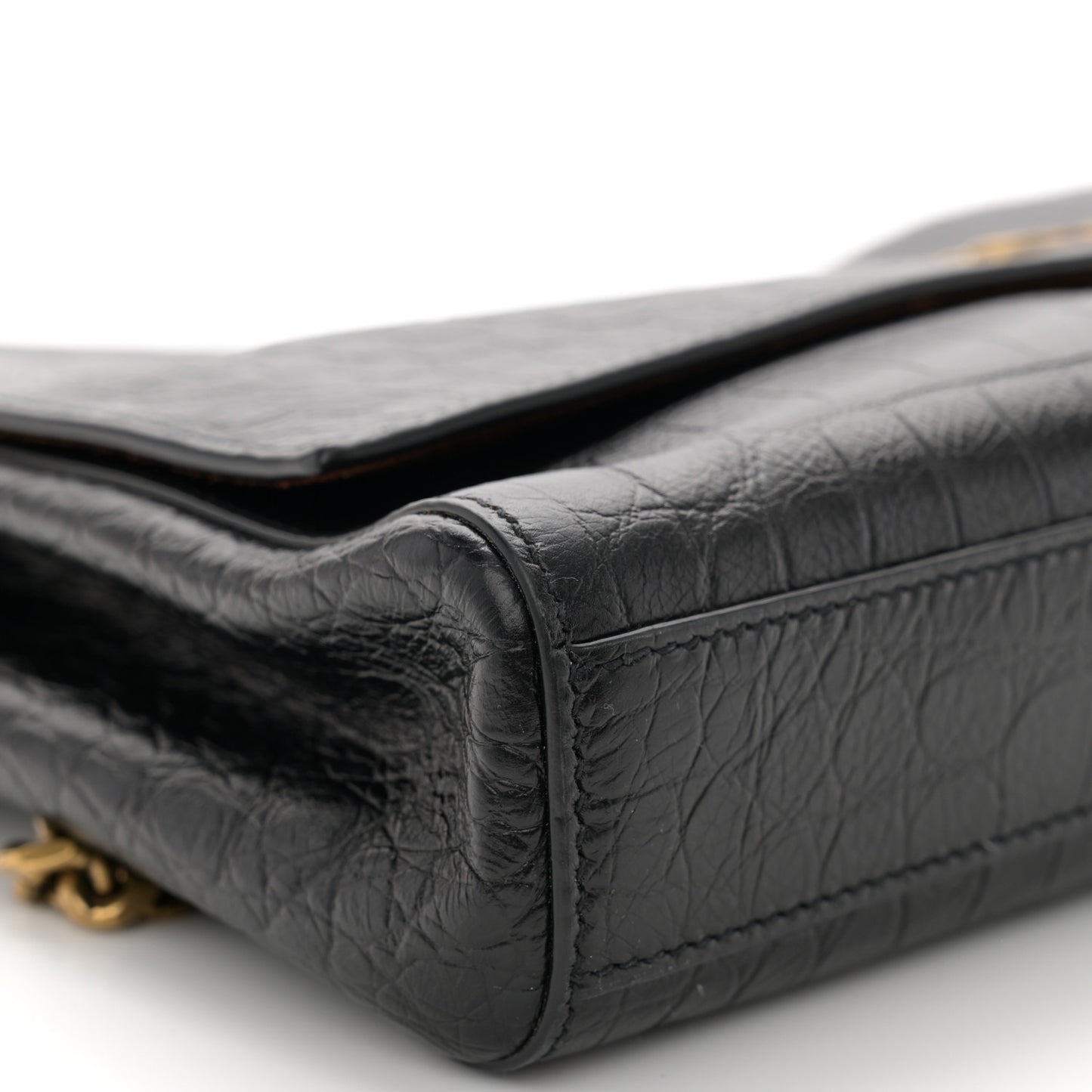 Smooth Calfskin Suede Medium Reversible Monogram Kate Satchel Black