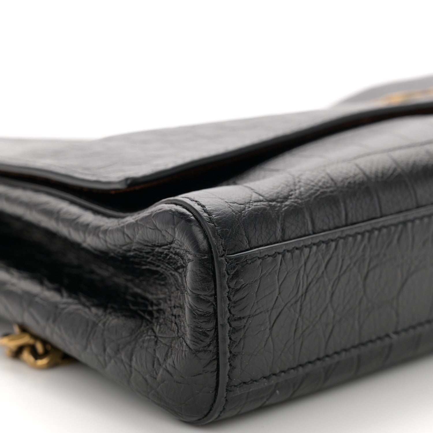 Saint Laurent Smooth Calfskin Suede Medium Reversible Monogram Kate Satchel Black 8 of 9