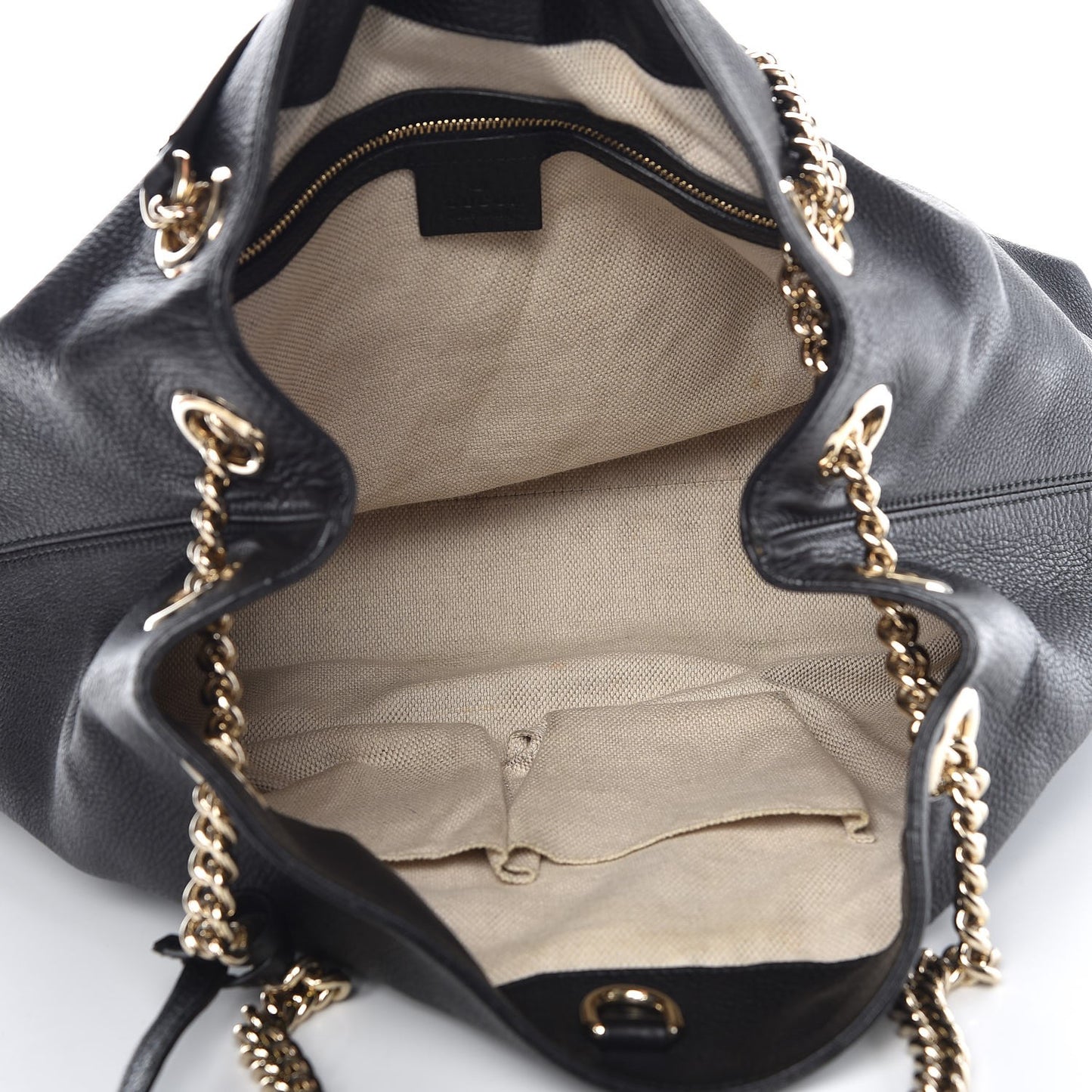 Pebbled Calfskin Medium Soho Chain Shoulder Bag Black