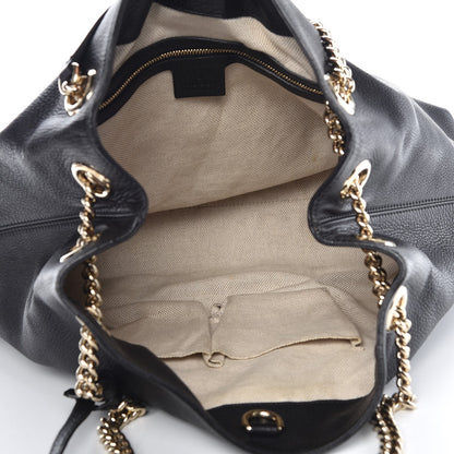 Gucci Pebbled Calfskin Medium Soho Chain Shoulder Bag Black 5 of 13