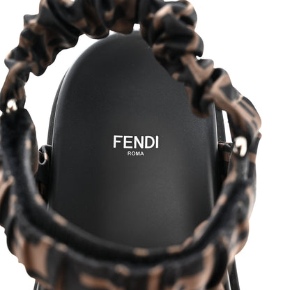 Fendi Satin FF Ruched Sandals 40 Tobacco Black 8 of 9