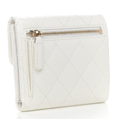 Chanel Caviar Quilted Compact Flap Wallet White 3 of 8