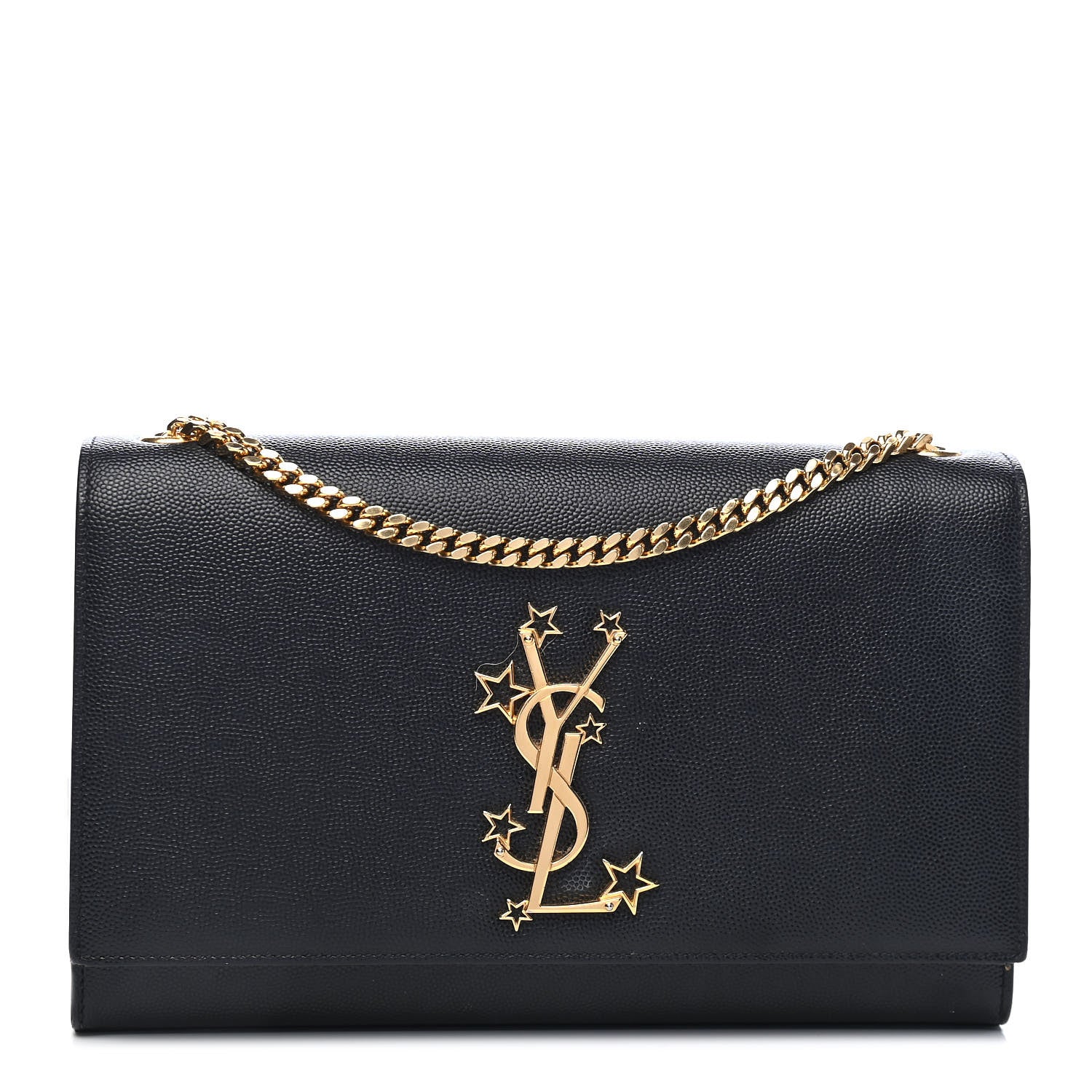 Saint Laurent Grain De Poudre Star Monogram Kate Satchel Black 1 of 11