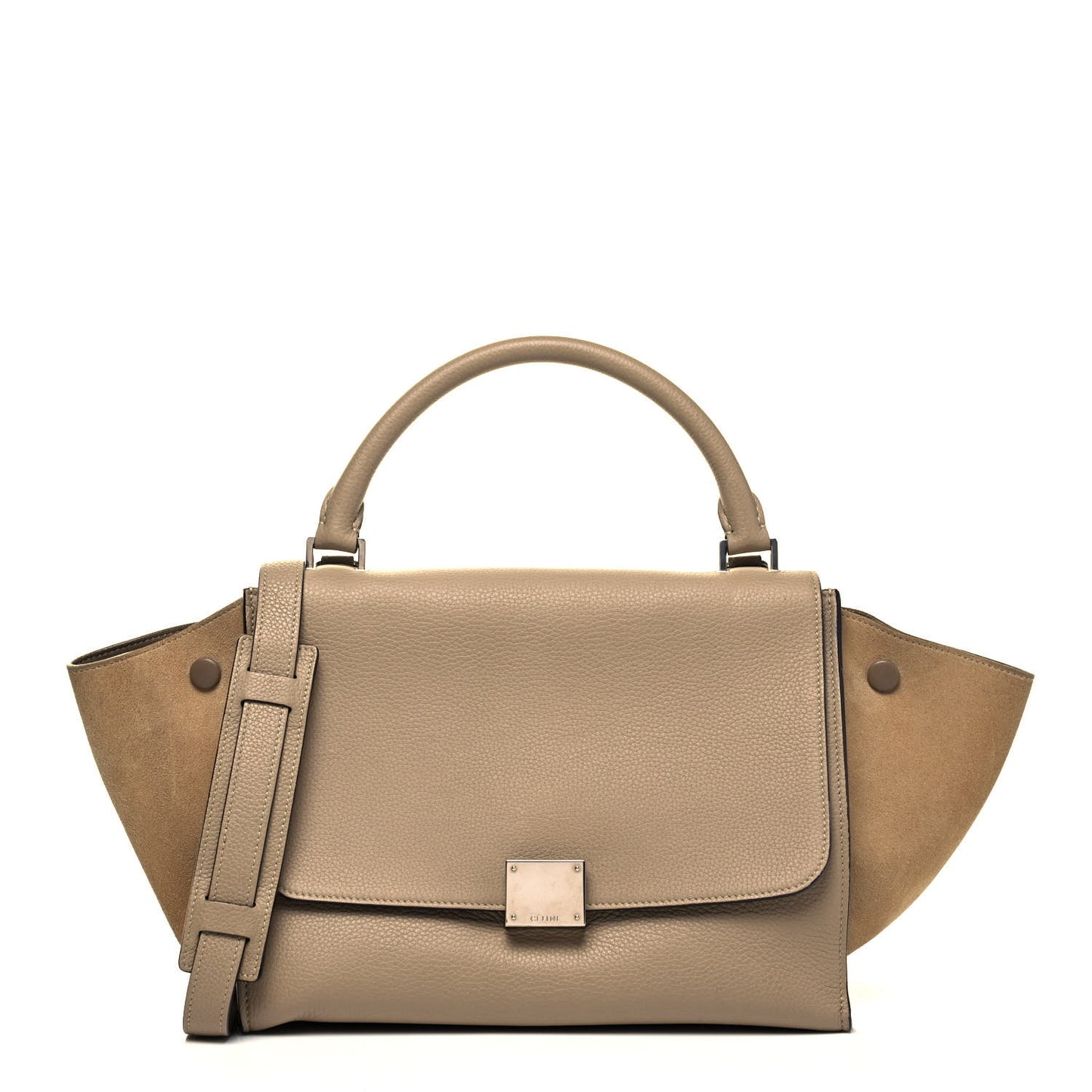 Drummed Calfskin Suede Small Trapeze Dune