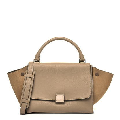 Celine Drummed Calfskin Suede Small Trapeze Dune 1 of 9