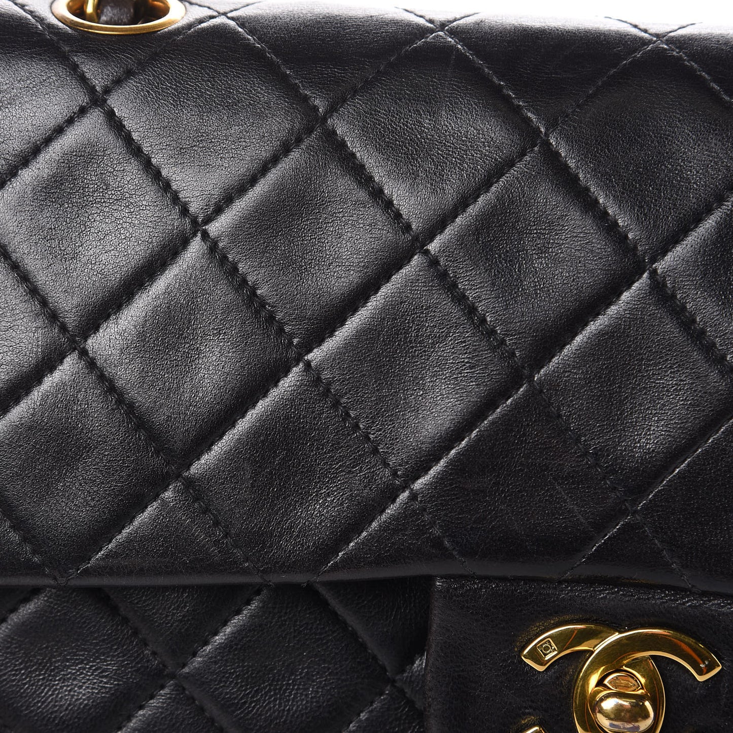 Lambskin Quilted Small Double Flap Black