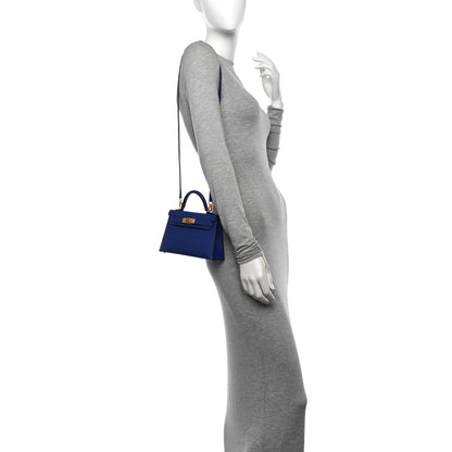 Hermes Epsom Mini Kelly Sellier 20 Bleu Electrique 2 of 12