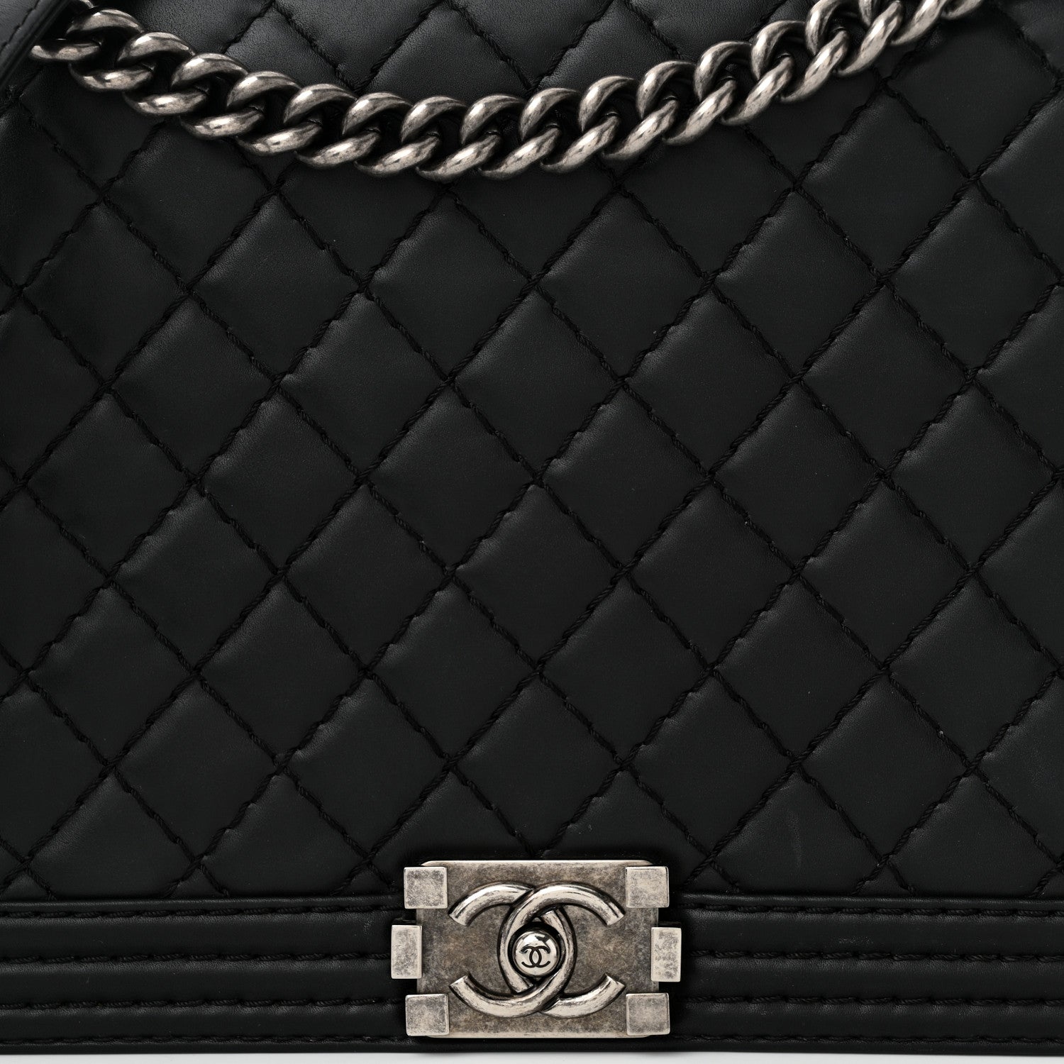 Chanel Calfskin Double Stitch Large Boy Flap Black 8 of 12