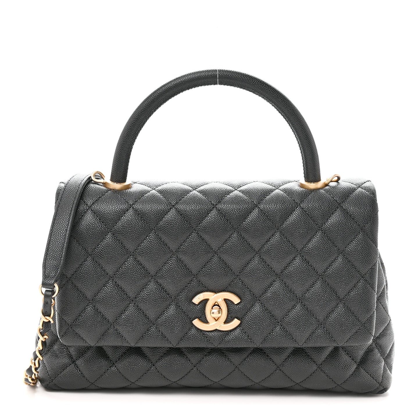 Caviar Quilted Small Coco Handle Flap Black