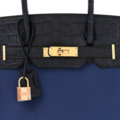 Hermes Taurillon Novillo Matte Alligator Birkin Touch 30 Bleu Saphir Bleu Marine 8 of 12