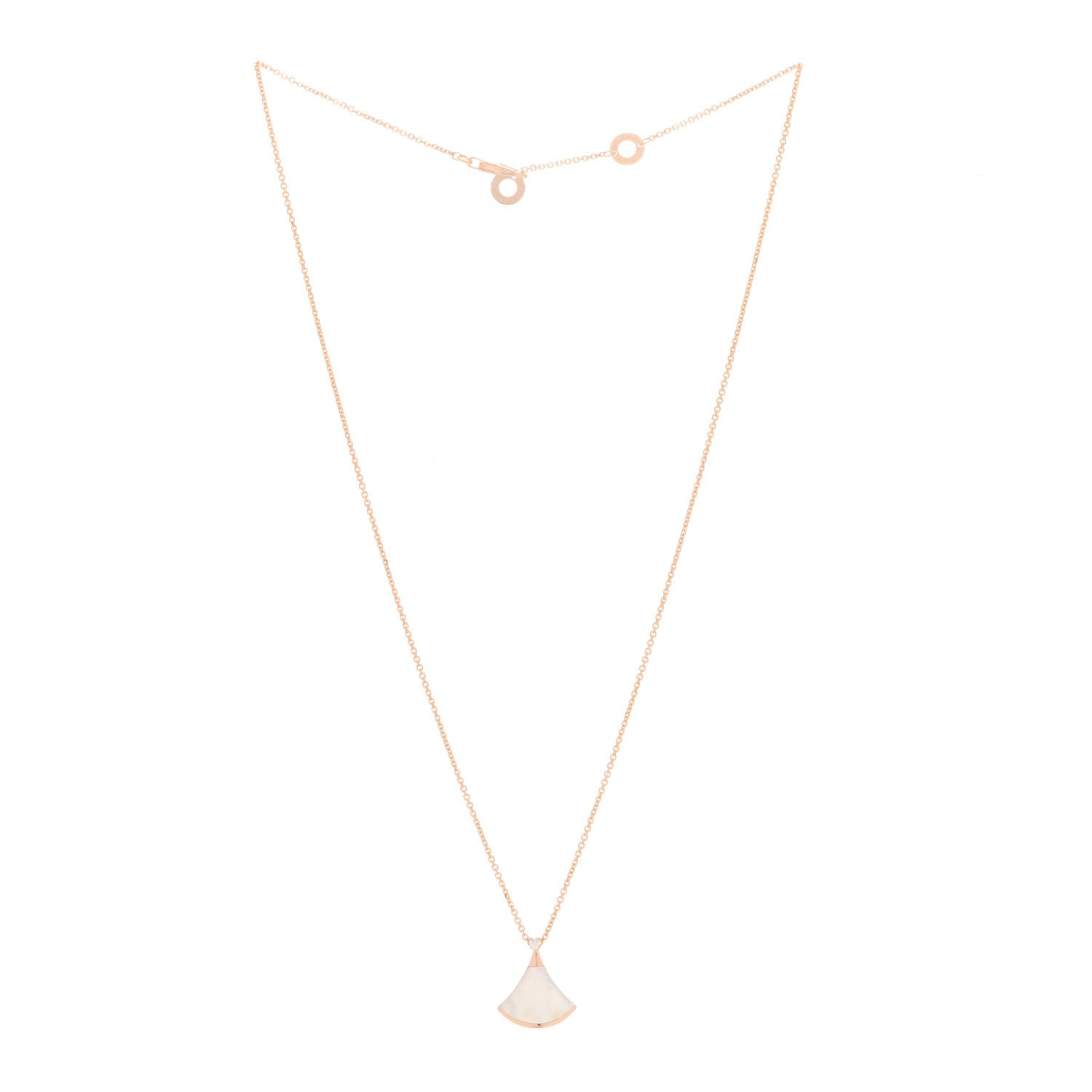 Bulgari 18K Rose Gold Diamond Mother of Pearl Small Divas' Dream Pendant Necklace 1 of 6