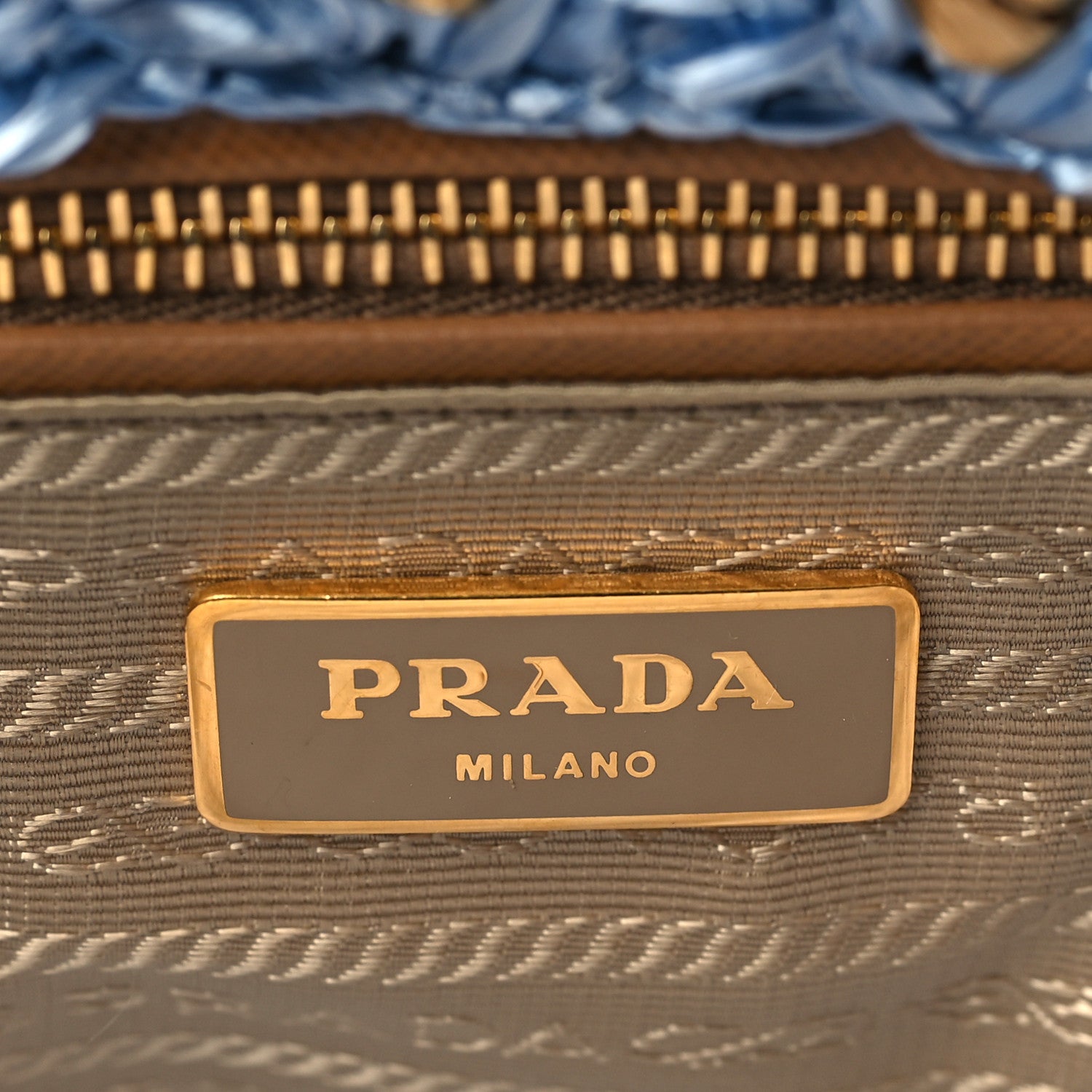 Prada Raffia Crochet Bi-Color Medium Tote Blue 5 of 7