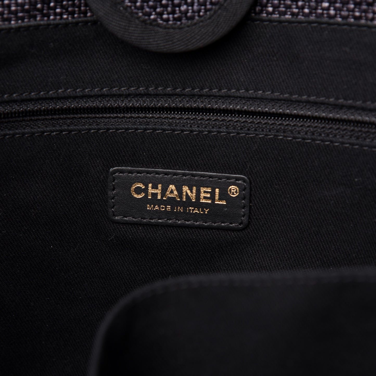 Mixed Fibers Calfskin Small Deauville Tote Black