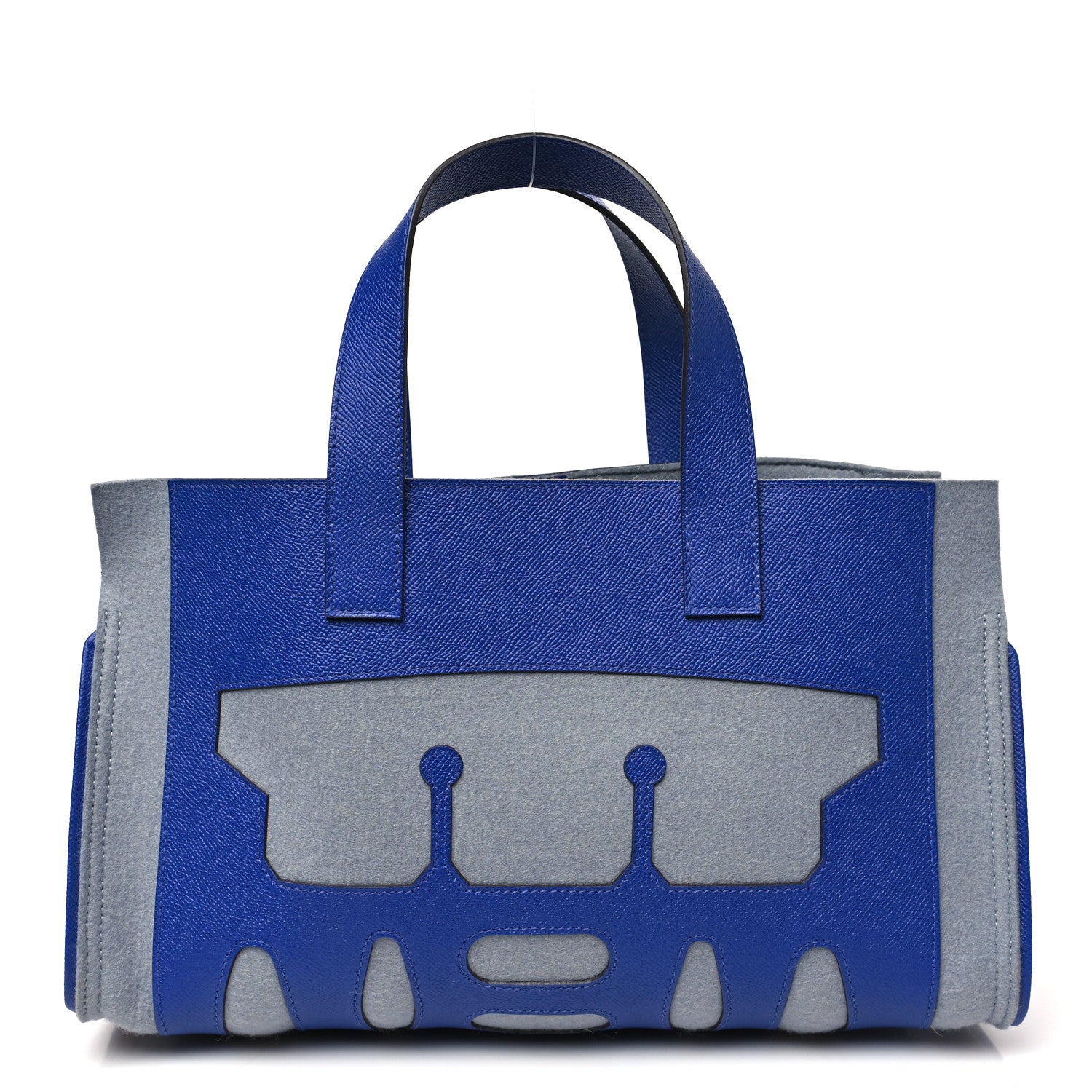 Hermes Wool Epsom Petit H  Decoupe Basse Skeleton PM Gris Clair Bleu Electrique 1 of 9