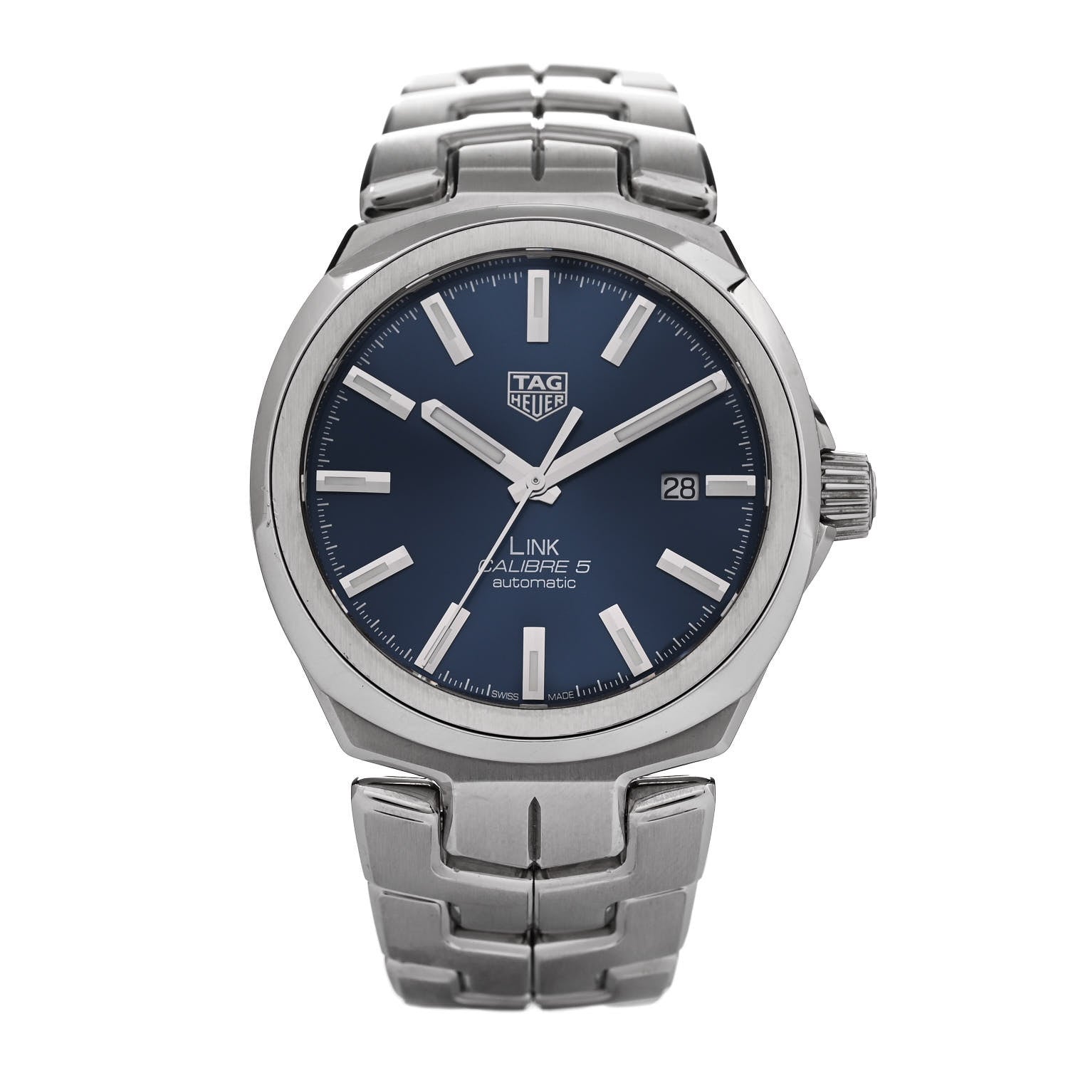 Tag Heuer Stainless Steel 41mm Link Calibre 5 Automatic Watch Blue WBC2112 1 of 4