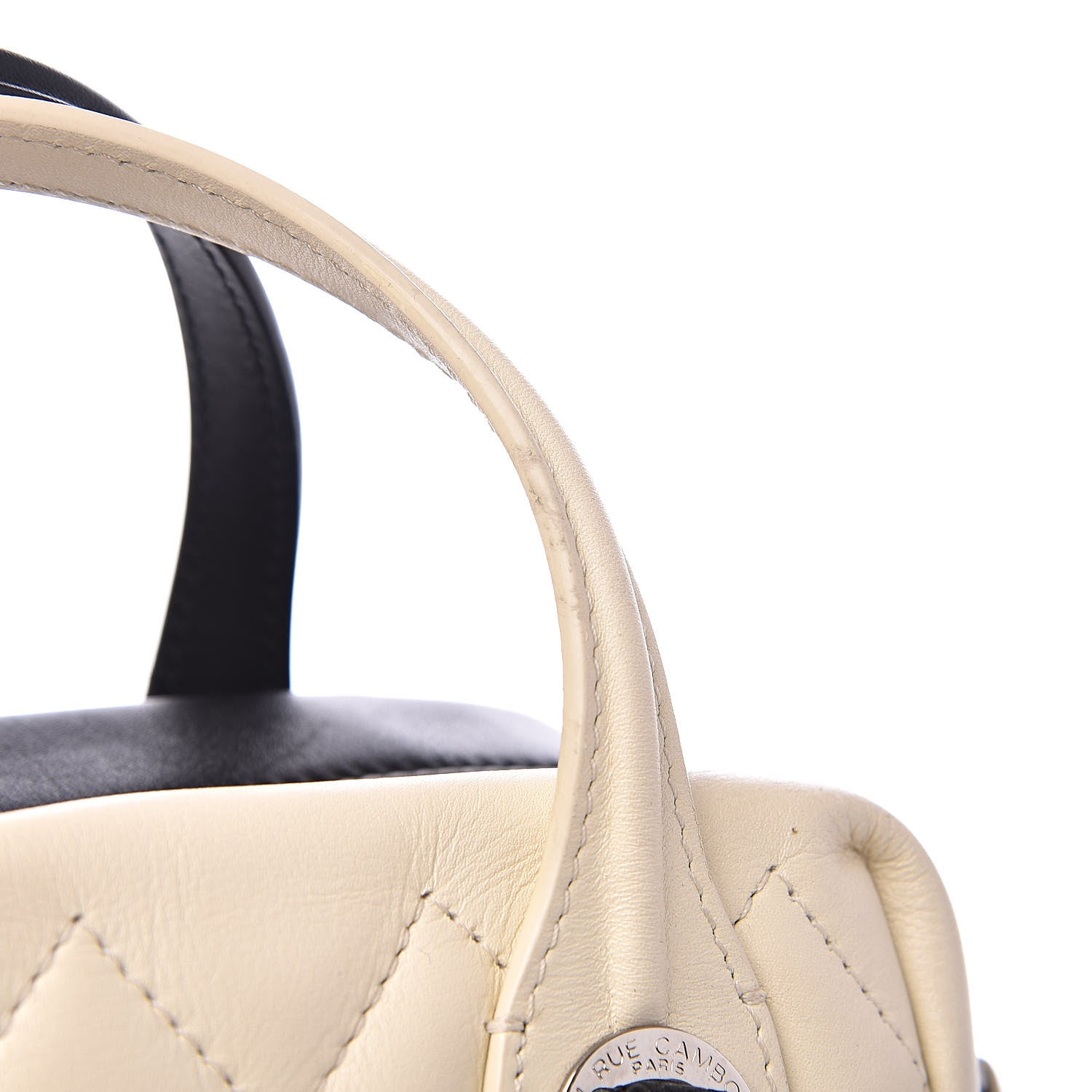 Chanel Calfskin Quilted Feather Weight Bowling Bag Black Ivory 11 of 13