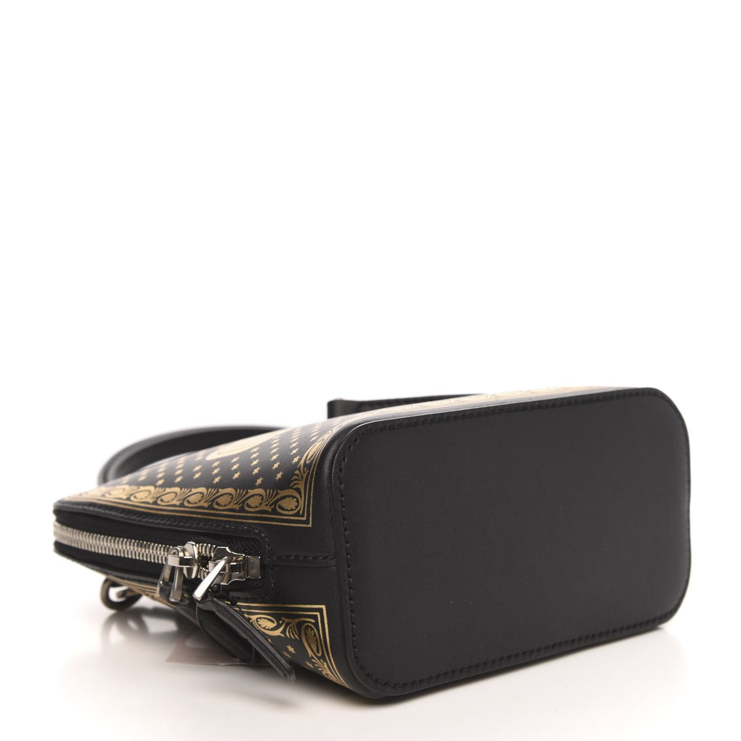 X SEGA Calfskin GUCCY Stars Mini Dome Shoulder Bag Black Gold