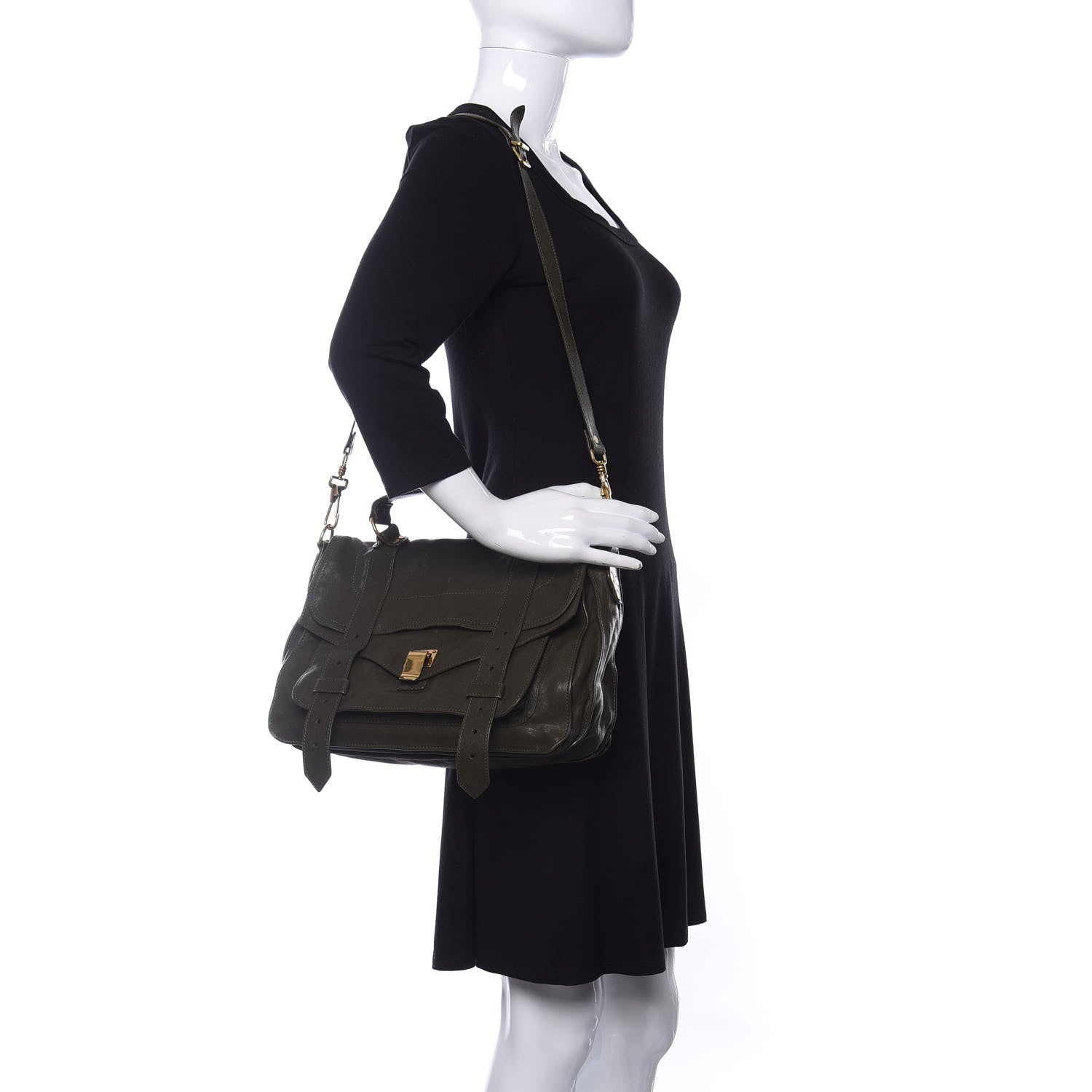 Proenza Schouler Lambskin Medium PS1 Satchel Dark Olive 2 of 10