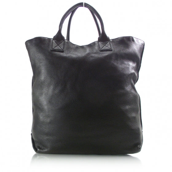 Leather Large Shopping Tote Nero
