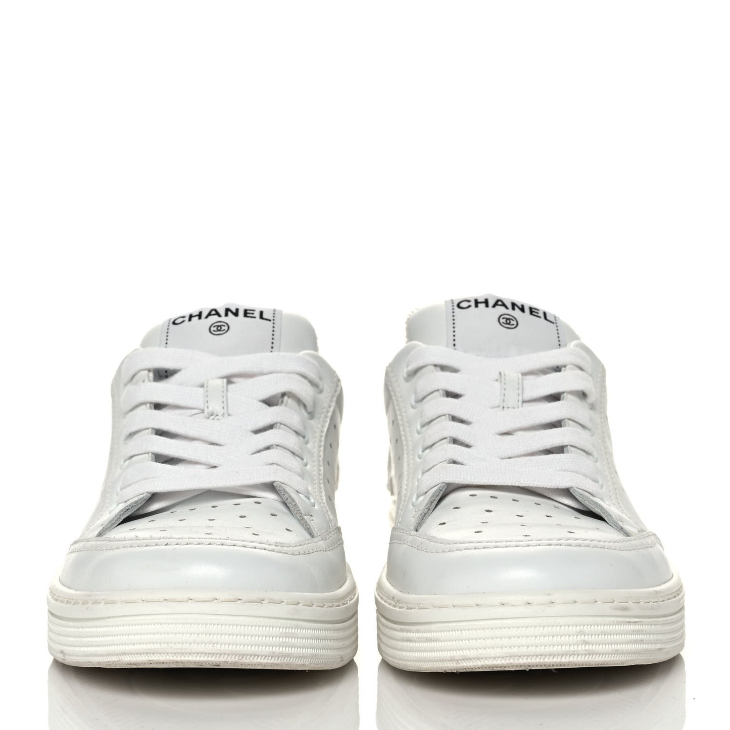 Calfskin Womens Logo Sneakers 40 White