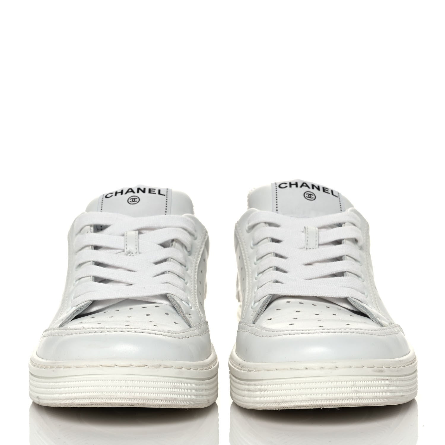 Chanel Calfskin Womens Logo Sneakers 40 White 2 of 12