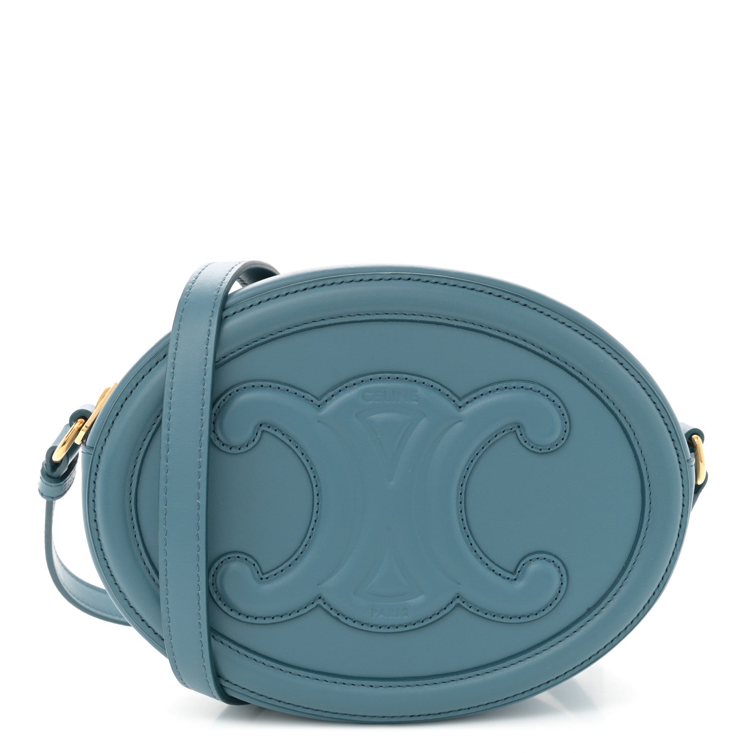 Celine Smooth Calfskin Cuir Triomphe Oval Bag Denim 1678054