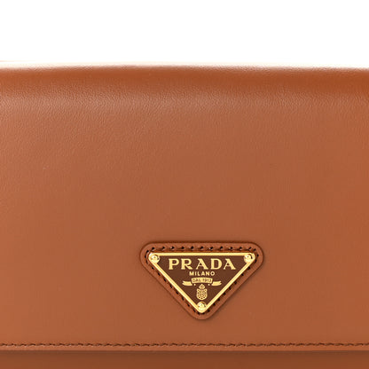 Prada Vitello Flap Wallet With Braided Strap Cognac 8 of 10