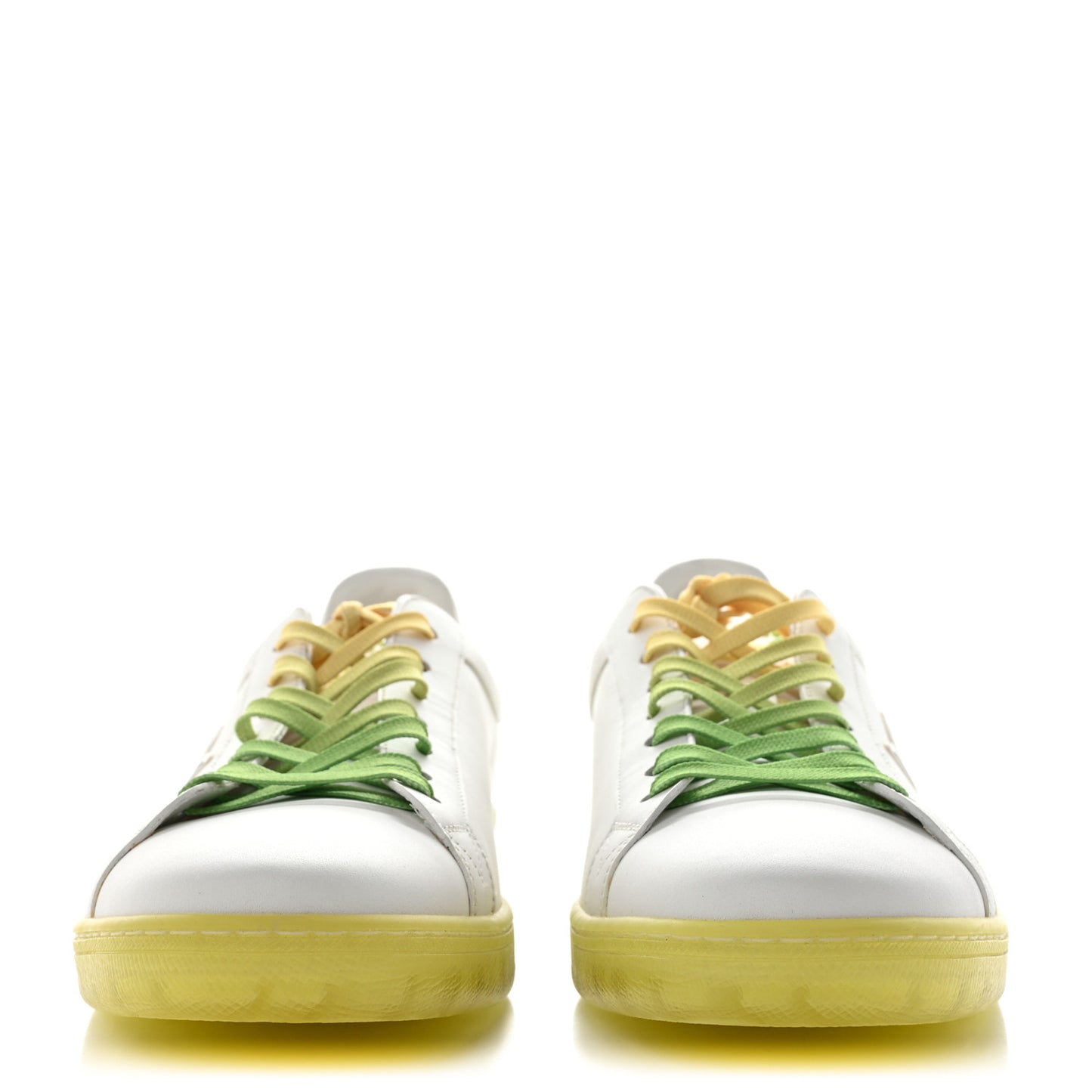 Calfskin Mens Luxembourg Samothrace Sneakers 8 White Yellow Green