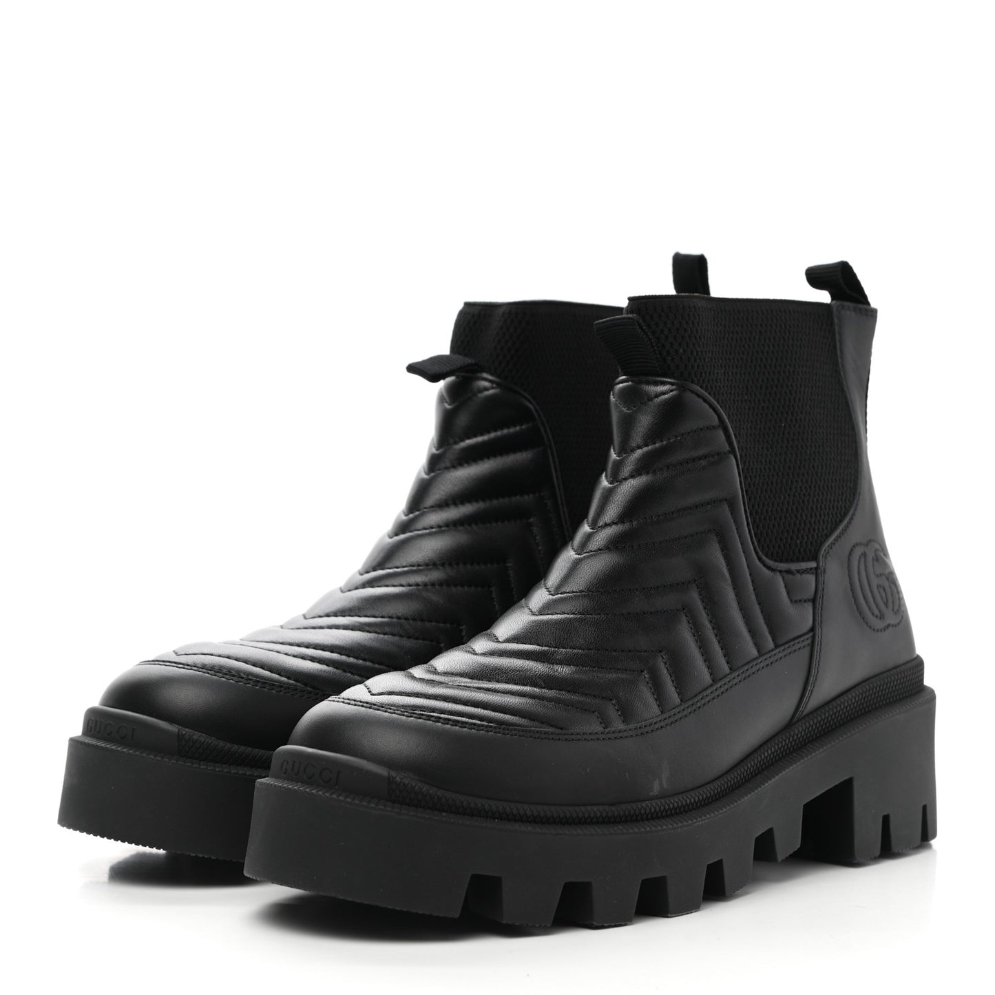 Calfskin Nappa Matelasse Frances Chelsea Boots 39 Black