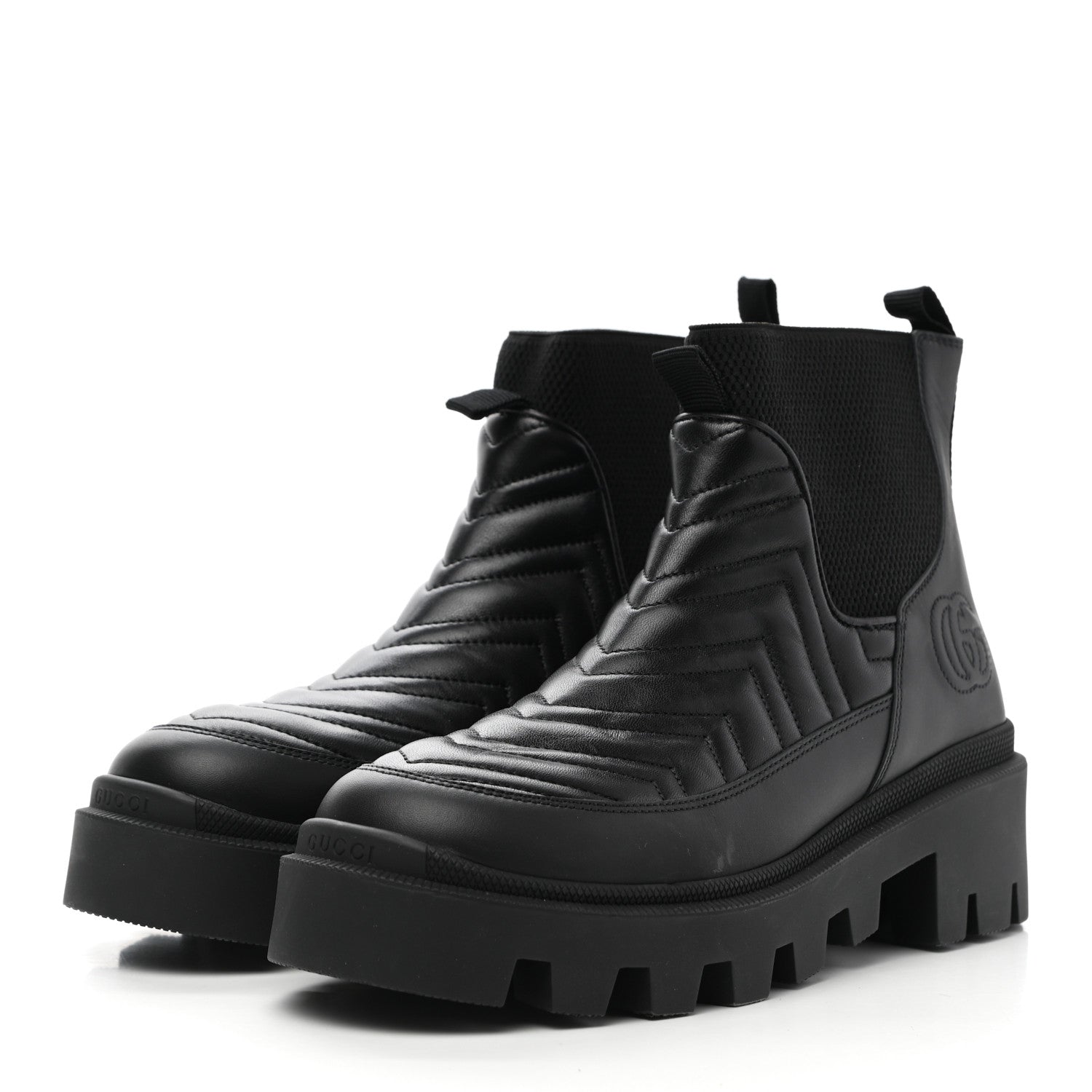 Gucci Calfskin Nappa Matelasse Frances Chelsea Boots 39 Black 3 of 9