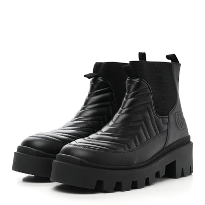 Gucci Calfskin Nappa Matelasse Frances Chelsea Boots 39 Black 3 of 9