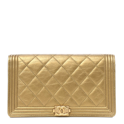 Chanel Metallic Aged Calfskin Quilted Boy Yen Wallet Gold 1 of 5