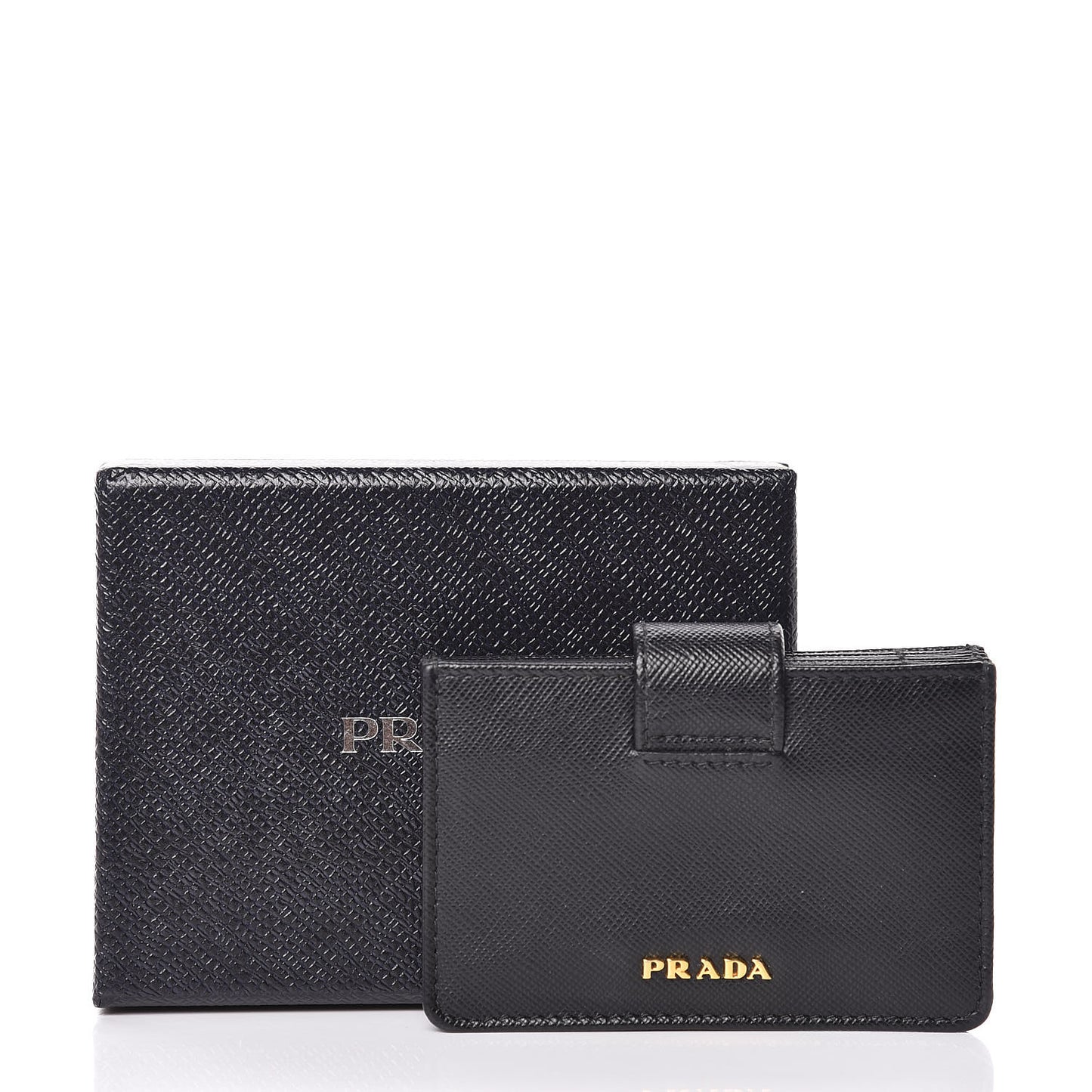 Saffiano Metal Gusseted Card Holder Black