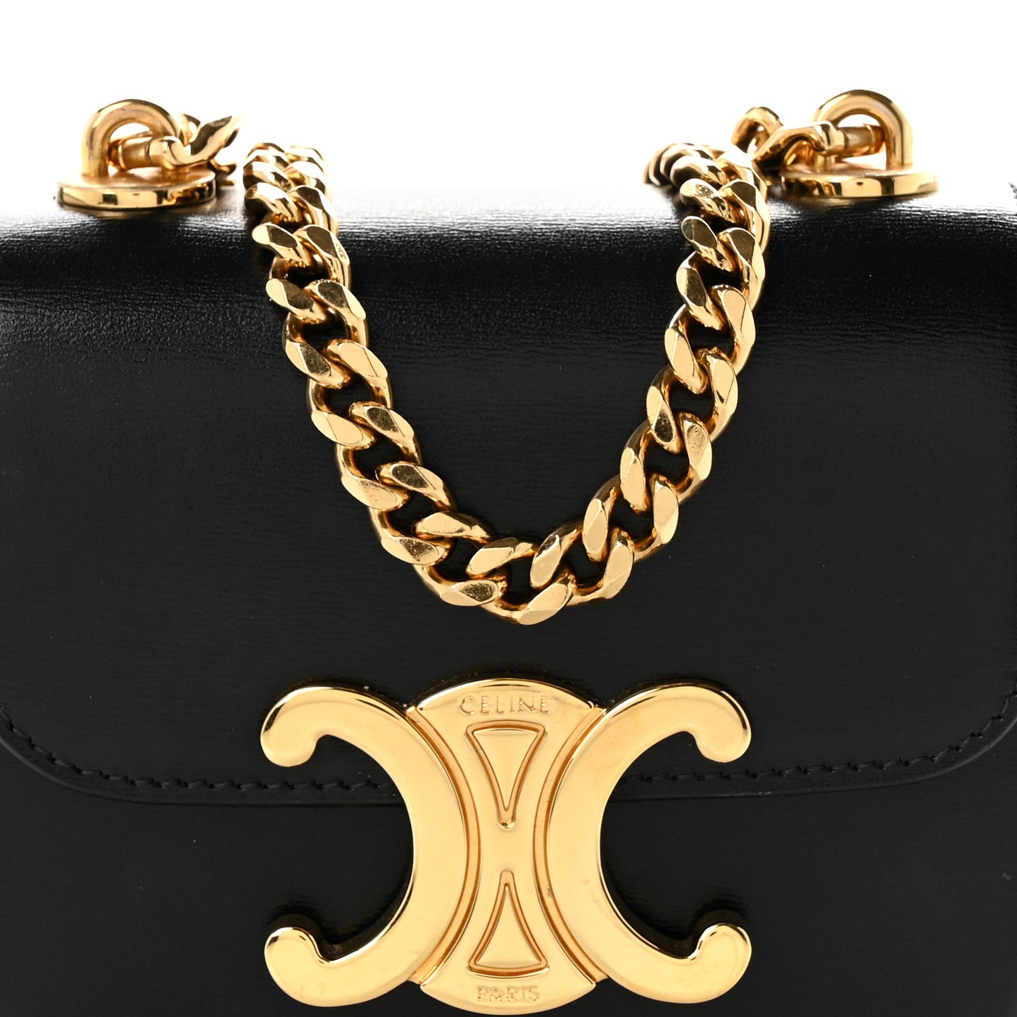 Shiny Calfskin Mini Chain Claude Black