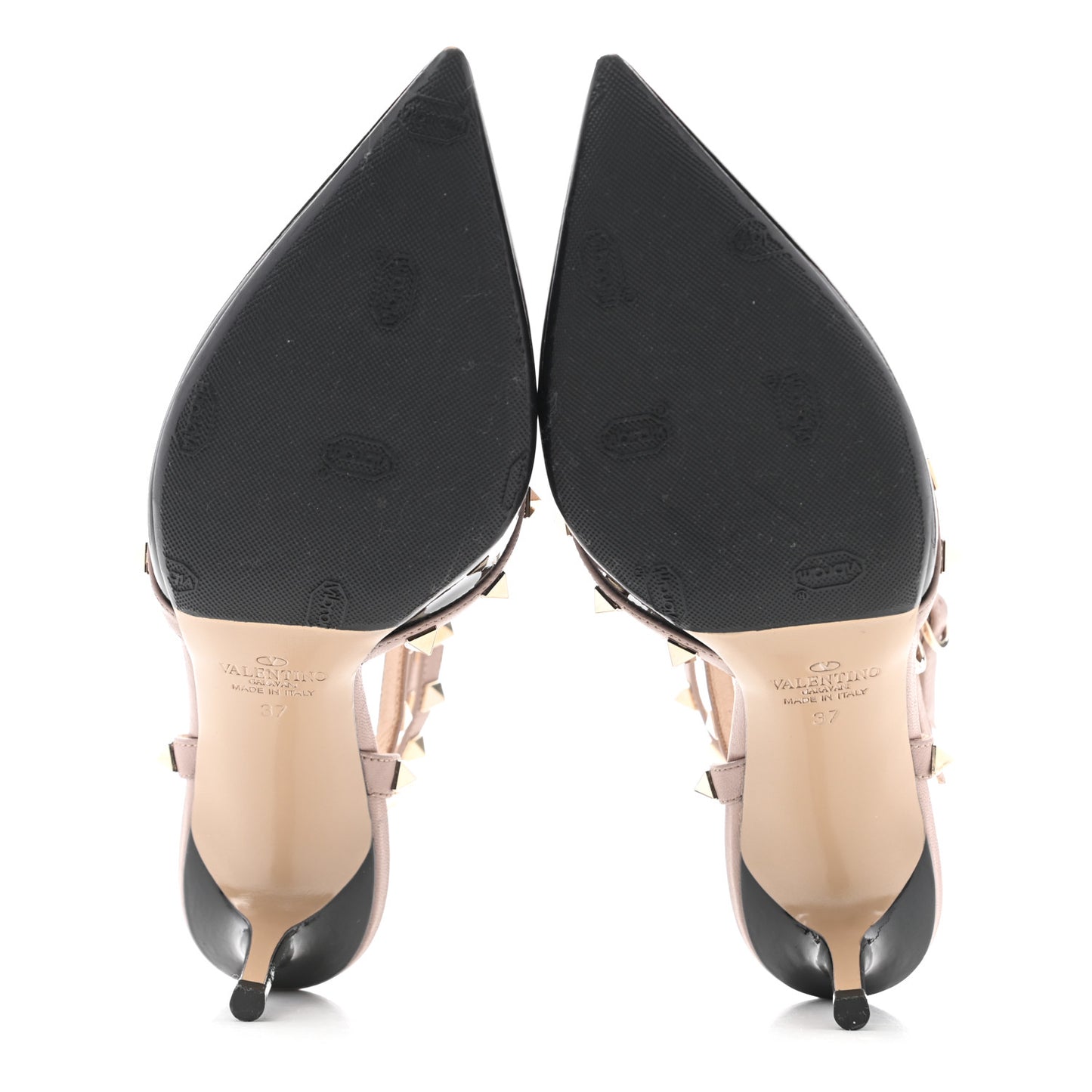 Patent Nappa Rockstud Ankle Strap 65mm Pumps 37 Black Poudre