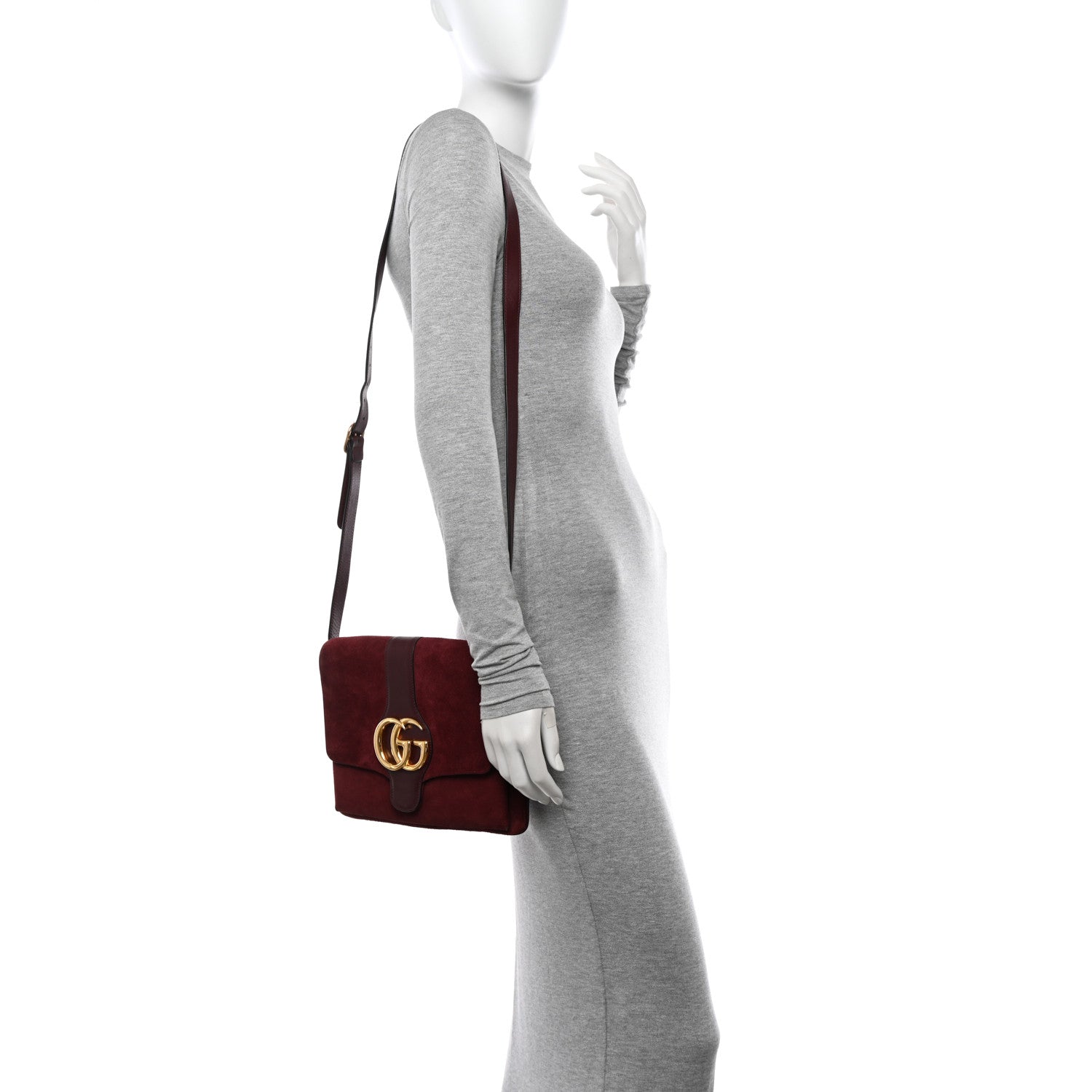 Gucci Suede Medium Arli Flap Shoulder Bag Vintage Bordeaux 2 of 15