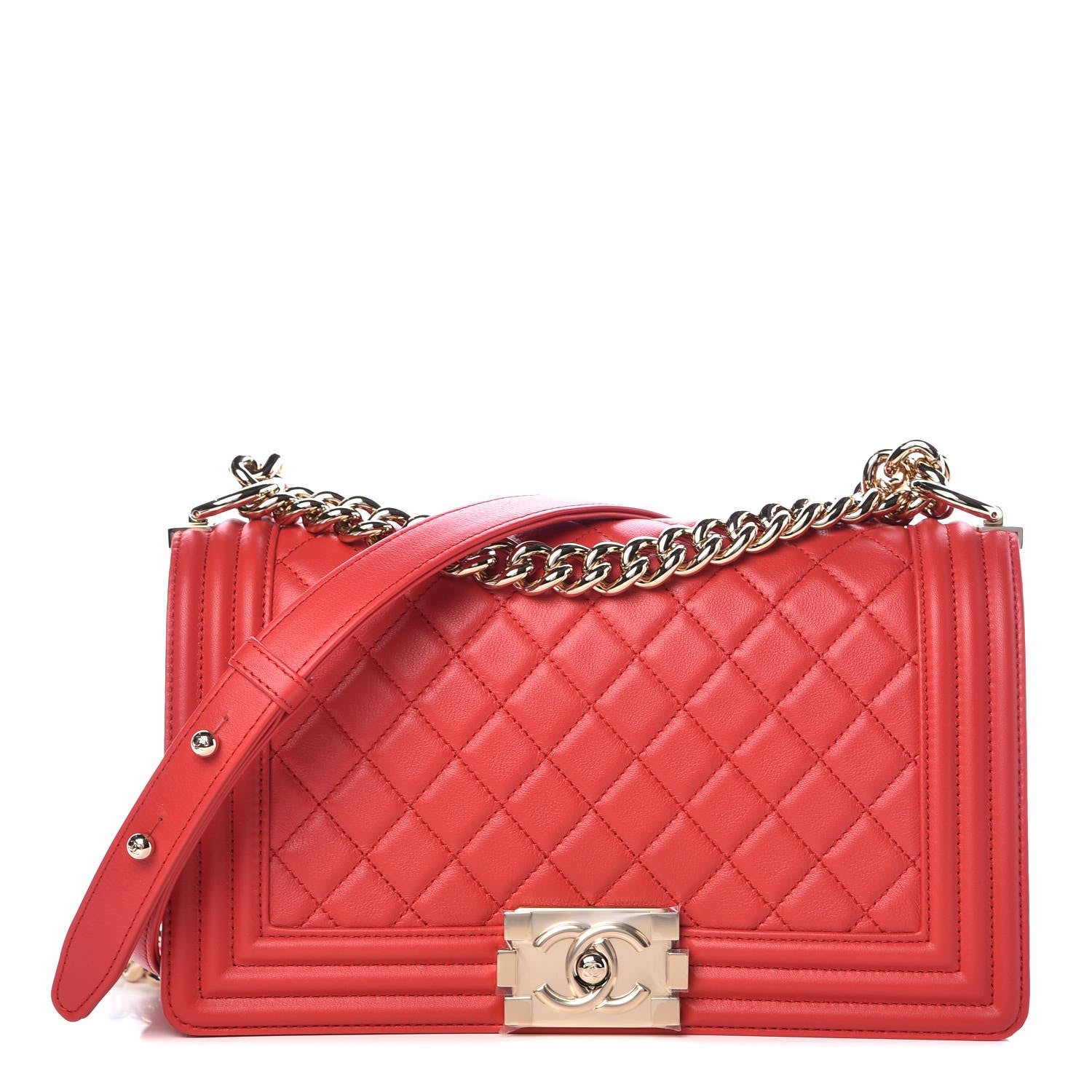 Chanel Calfskin Quilted Medium Boy Flap Red 1 of 11