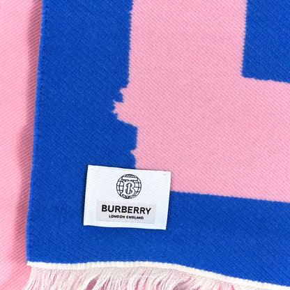 Burberry Wool Silk Love Logo Scarf Blue 3 of 4