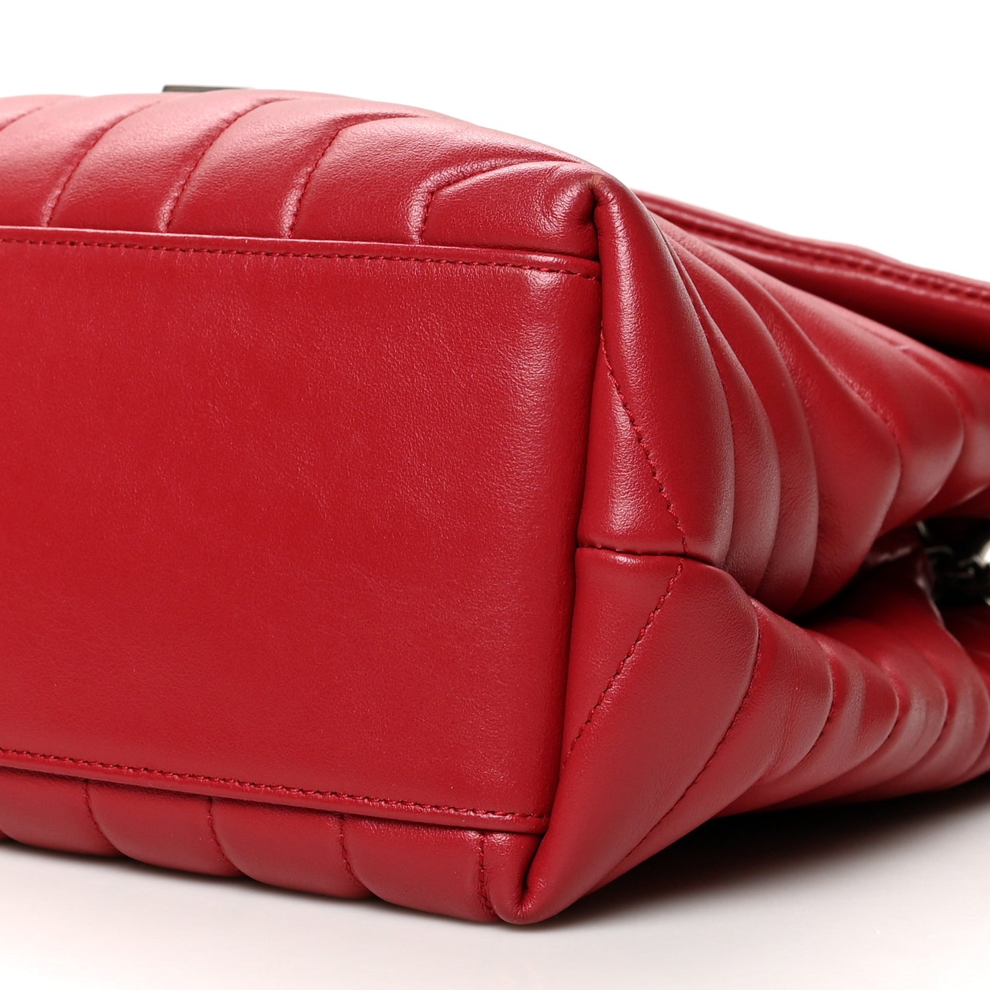 Calfskin Y Quilted Monogram Medium Loulou Chain Satchel Lipstick Red