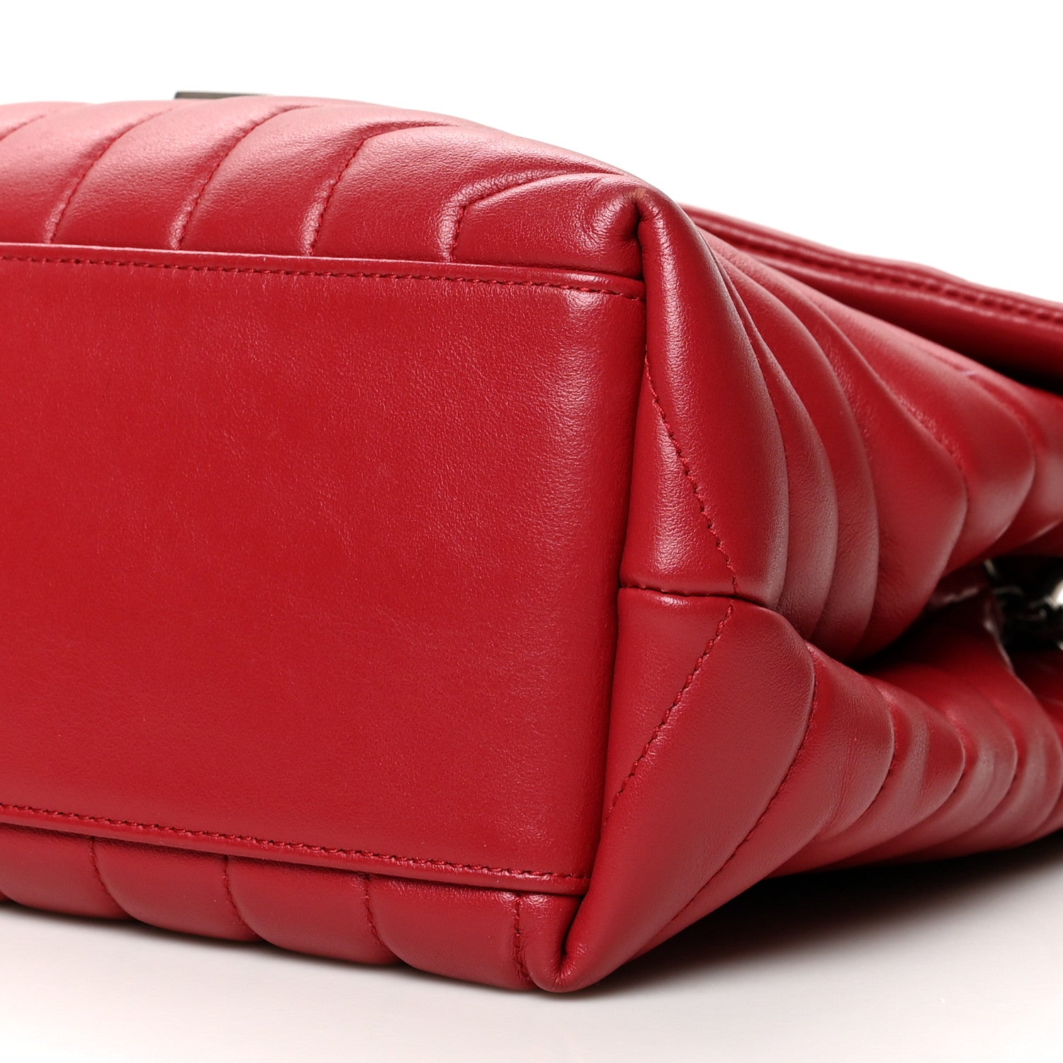 Saint Laurent Calfskin Y Quilted Monogram Medium Loulou Chain Satchel Lipstick Red 12 of 13