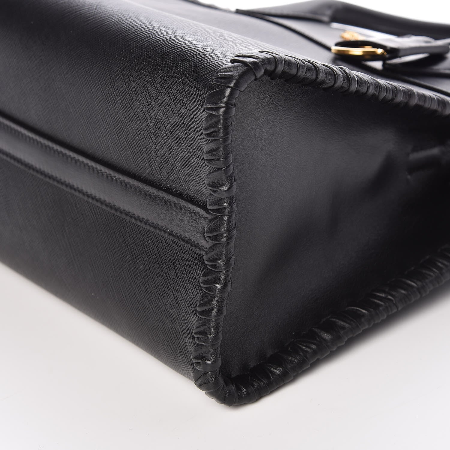 Prada Saffiano City Calfskin Whipstitch Small Paradigme Bag Black 10 of 10